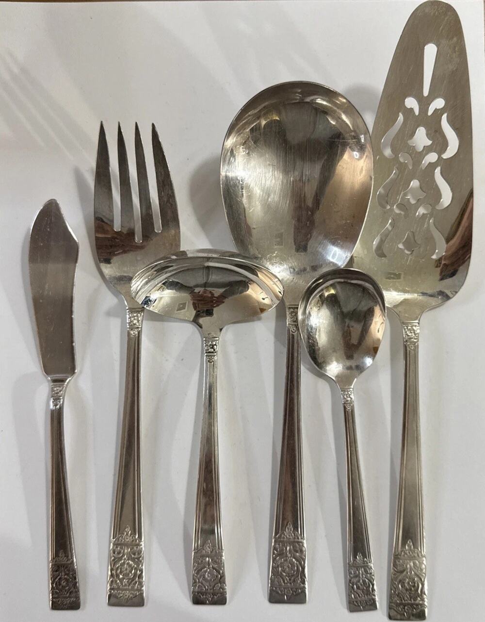 National Silver 6 Piece Hostess Serving Set Inauguration Pattern Silverplate